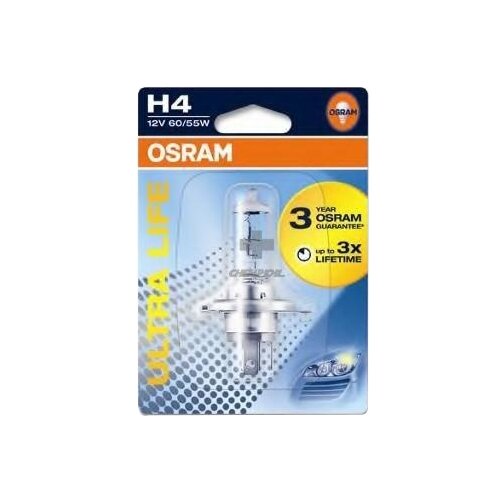 Лампа автомобильная Osram Ultra Life, H4, 12 В, 60/55 Вт, 64193ULT-01B