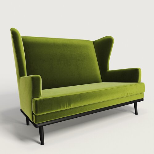 Изображение товара Диван с ушами на высоких ножках Фантазёр Z-8 зеленый для гостиной, кафе, ресторана, салона красоты и прихожей.