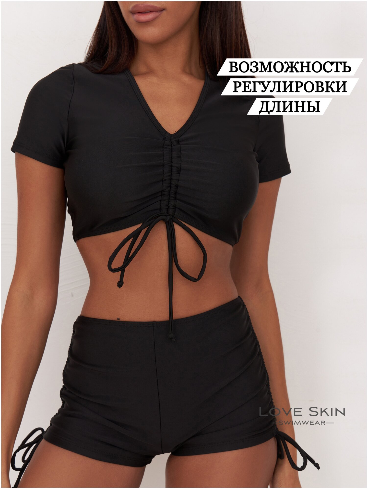 Купальник женский раздельный, черный XL