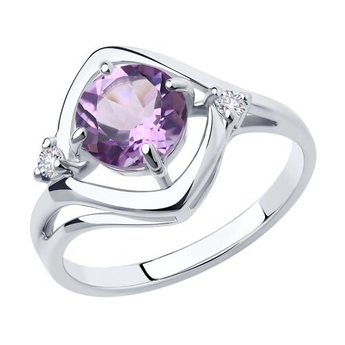 Кольцо Diamant, серебро, 925 проба, фианит, аметист, размер 18 кольцо из серебра с аметистом 94 310 00761 2