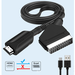 Конвертер-адаптер, кабель HDMI SCART 1 метр. Преобразует из HDMI в SCART с питанием от USB. - изображение