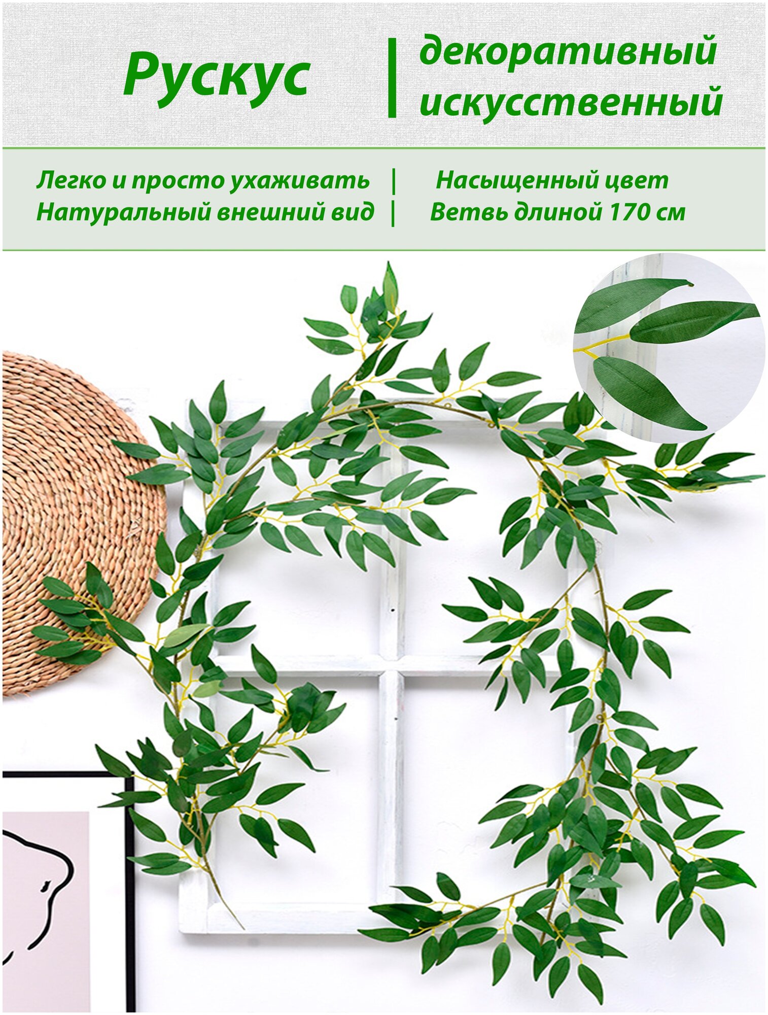 Рускус искусственный лиана растение декоративное