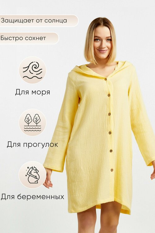 Платье Lika Dress, хлопок, повседневное, свободный силуэт, до колена, капюшон, размер 58, белый