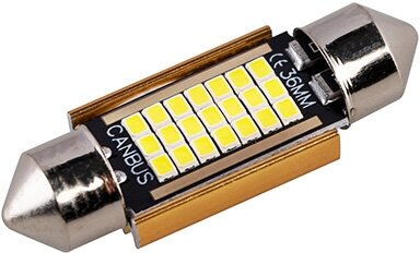 Автолампа диод T11(C5W) 12V 21SMD диодов 1-конт 36мм Белая SKYWAY Салон, номер, S08201486