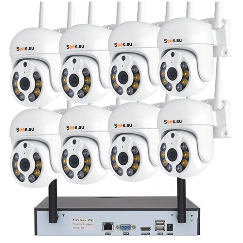 Комплект видеонаблюдения 8 камер PZT Wi-Fi-ip 3 Мп МО-W1388В