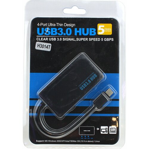 Концентратор TYPE C-4USBG HUB черный H3014T 51000₽