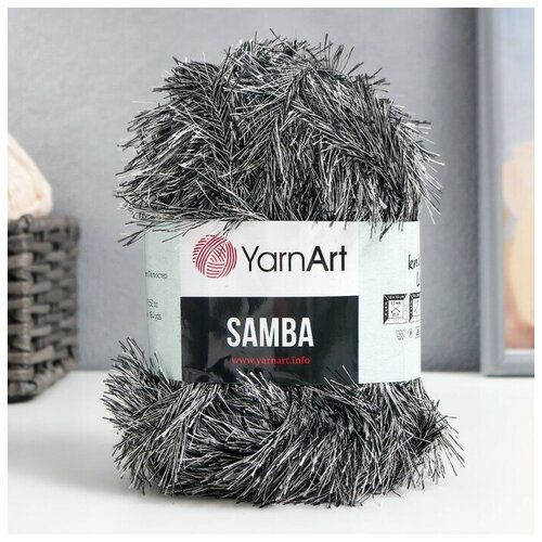 Пряжа для вязания 100% полиэстер 150м/100гр (К-64 черно-белый)