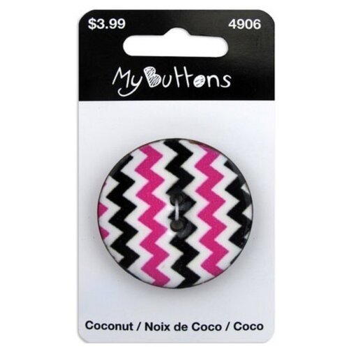 Пуговица My Buttons - Coconut Pink & Black Chevron