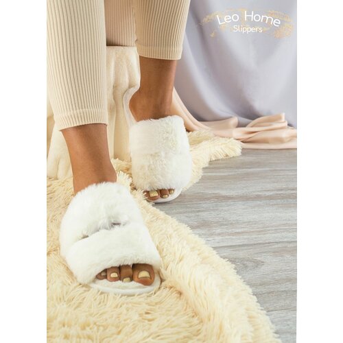 Тапочки Леопард Leo Home slippers, размер 38/39, белый тапочки ripndip jerm face fuzzy house slippers чёрный размер 36 5 38 eu