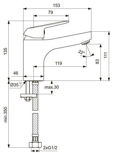 Смеситель для раковины Vidima Fine хром (BA385AA)