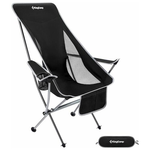 Кресло складное KingCamp KC2015 Ultralight Arm Chair, чёрно-серый folding camping chair for adults heavy duty 330 lbs capacity outdoor camp chair thicken 600d oxford mesh back arm rest