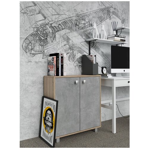 Тумба комод NEW дуб сонома/бетон