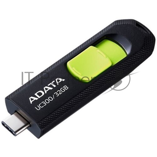 Флеш Диск A-Data 32Gb Type-C UC300 ACHO-UC300-32G-RBK/GN USB3.2 черный/зеленый маркер перманентный index impr600 gn 2 мм зеленый impr600 gn