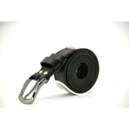 фото Ремень натуральная кожа, металл, длина 127 см., черный