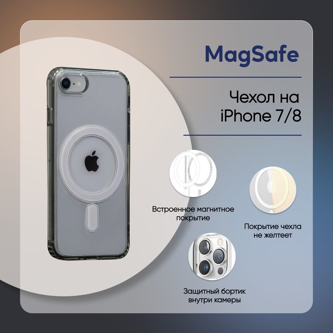 Чехол MagSafe магнитный прозрачный для iPhone 7/8 | MAGstore
