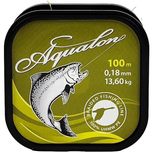 плетеный шнур aqua aqualon 100m olive d 0 35mm Плетеный шнур AQUA Aqualon Olive 100m 0.12mm