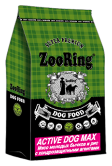 Сухой корм для собак ZooRing для активных животных, телятина, с рисом 10 кг (для крупных пород)
