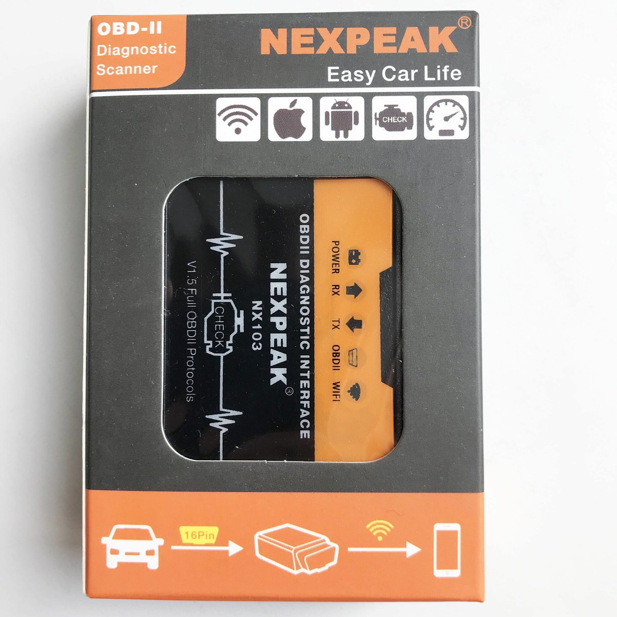 Автосканер Nexpeak OBD2 ELM327 v15 WiFi чип PIC18F25K80 / Автомобильный диагностический сканер Elm 327 Obd II (ОБД2)