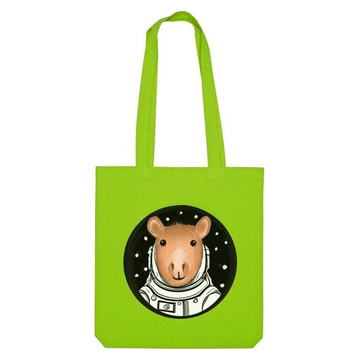 сумка капибара космонавт серый Сумка шоппер Us Basic, зеленый