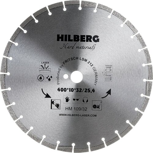 Диск алмазный отрезной Hard Materials Лазер (400х32/25.4 мм) Hilberg HM109/32 диск алмазный hilberg 400 25 4 hard materials лазер hm109