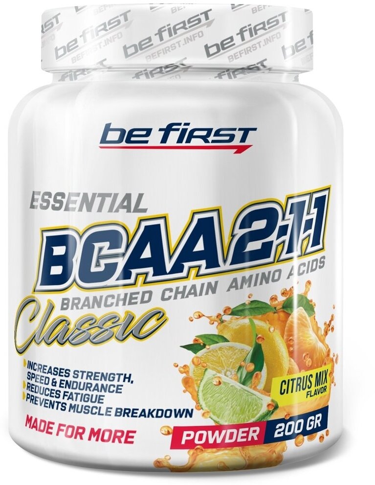 Be First BCAA 2:1:1 Classic Powder 200 гр (Be First) Цитрусовый микс