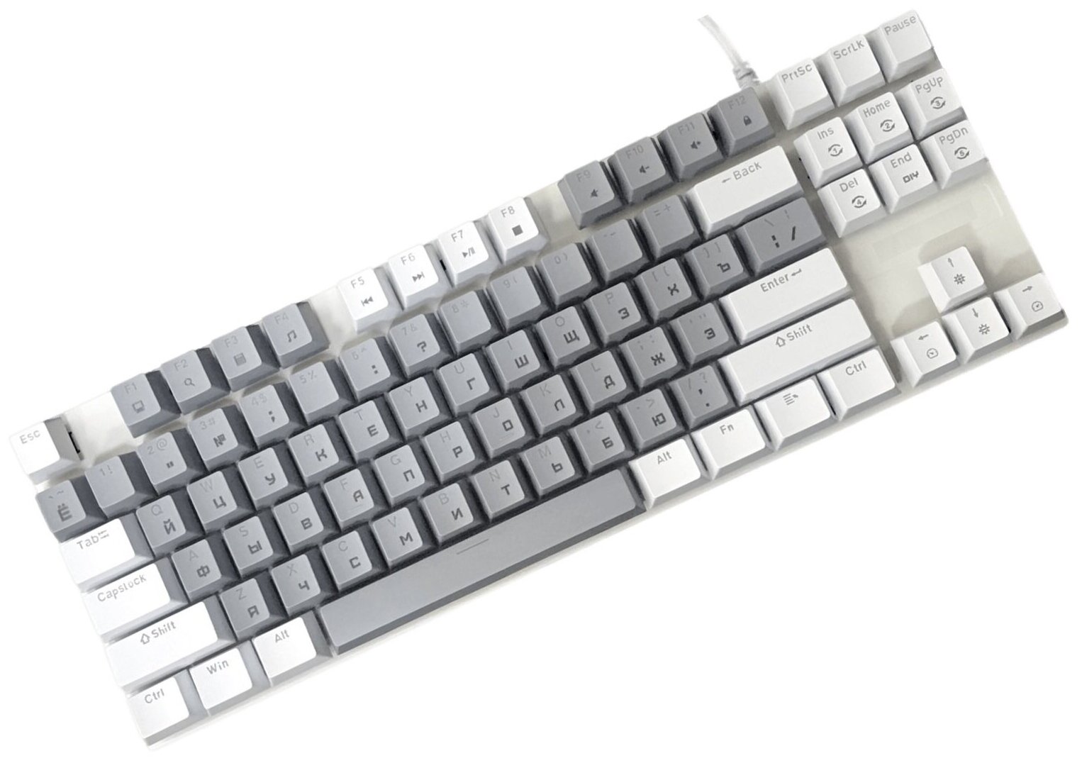 Игровая клавиатура Booox K87 Red Switch, серый/белый, кириллица+QWERTY