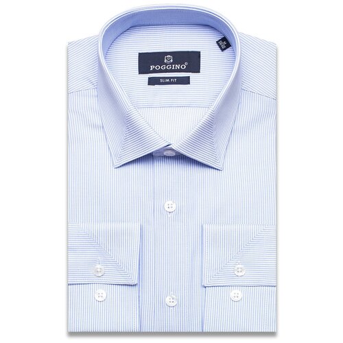 фото Рубашка poggino 7011-02 цвет голубой размер 46 ru / s (37-38 cm.)