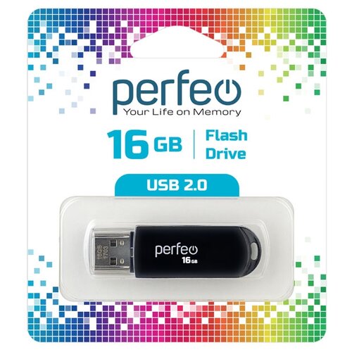 Флешка Perfeo C03 16 ГБ, black usb flash perfeo pf c13b016 usb 16gb черный bl1