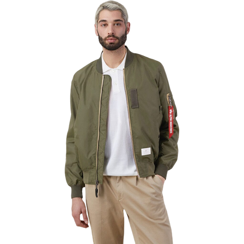 мужская куртка бомбер alpha industries l 2b quilted flight зелёный размер xxl Бомбер ALPHA INDUSTRIES, размер L, зеленый