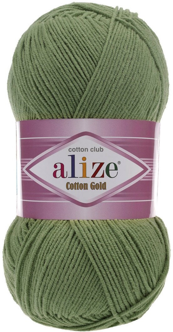 Пряжа для вязания ALIZE 'Cotton gold', 100г, 330м (55% хлопок, 45% акрил), ТУ (485 зеленый), 5 мотков