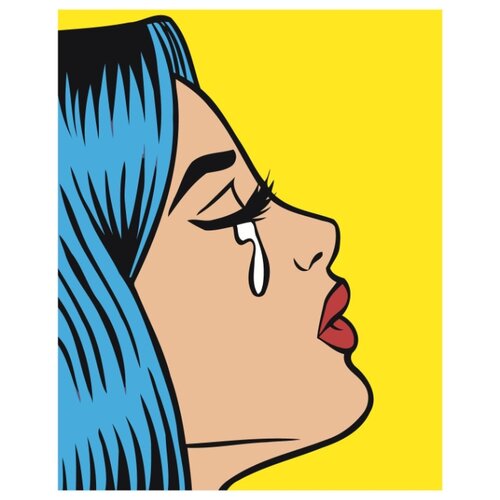 Плачущая девушка поп-арт Раскраска картина по номерам на холсте