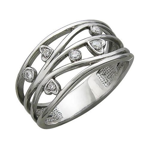 фото Эстет кольцо с 6 фианитами из серебра у15к156243, размер 16.5