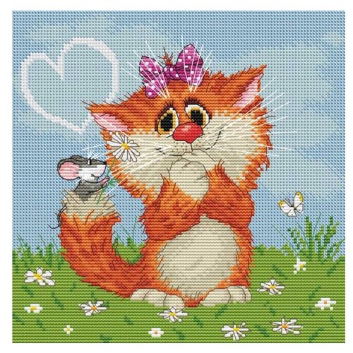 фото Набор для вышивания "рыжая кошечка", 20х20 см белоснежка