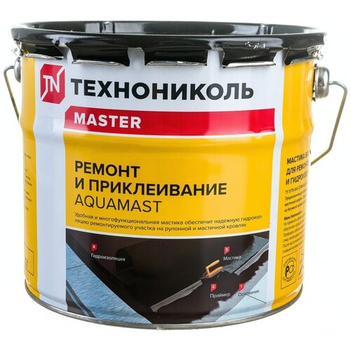 Технониколь Мастика для ремонта AquaMast, ведро 3 кг TN420925 мастика для ремонта и приклеивания aquamast 10 кг