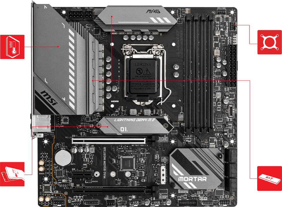 Материнская плата MSI (MAG B560M MORTAR) mATX, B560, LGA1200, RTL - фотография № 4