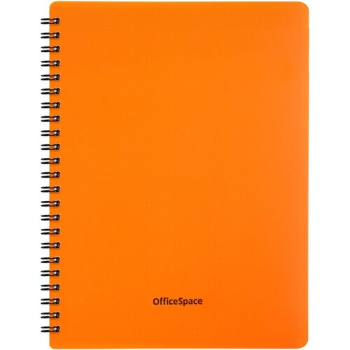 Тетрадь 48л. А5 клетка на гребне OfficeSpace Neon, оранжевая пластиковая обложка