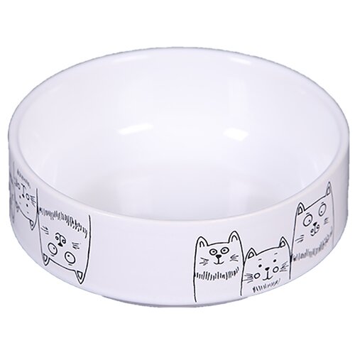 фото Миска 12,5см 380мл joy "3 кота" керамическая белая для кошек