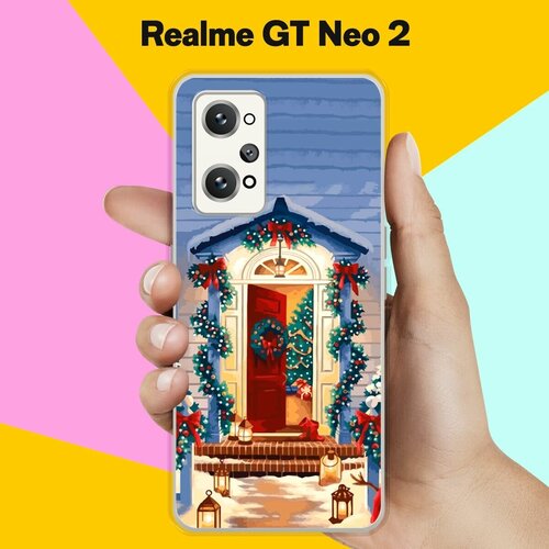 Силиконовый чехол на Realme GT Neo 2 Новогодняя дверь / для Реалми ДжиТи Нео 2 силиконовый чехол на realme gt neo 2 реалми gt нео 2 три кота