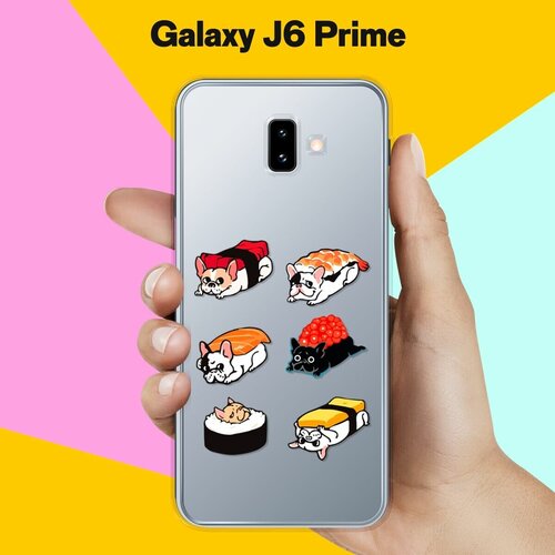 Силиконовый чехол на Samsung Galaxy J6 Prime Суши из мопсов / для Самсунг Галакси Джи 6 Прайм