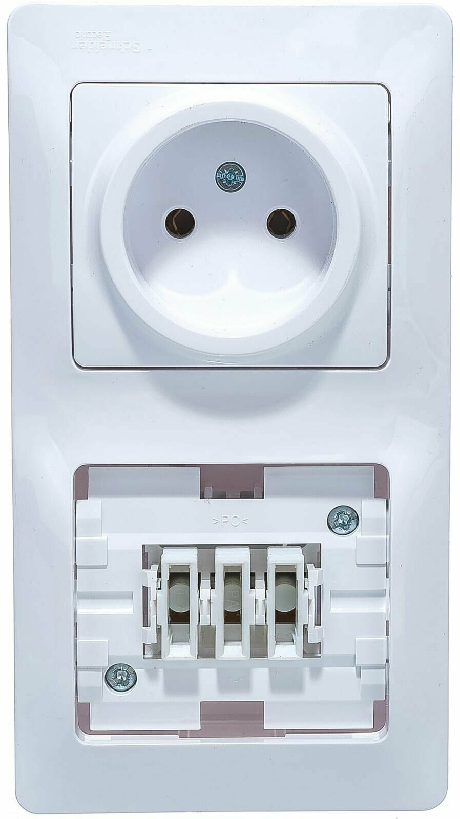 Блок: розетка и 3-кл. выключатель Glossa Schneider Electric, белый (комплект из 3 шт) - фотография № 3