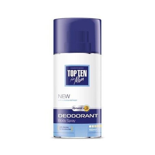 Top Ten for men Дезодорант-спрей Dynamic, 150 мл top ten for men дезодорант спрей r active для нормальной кожи 150 мл 2 шт