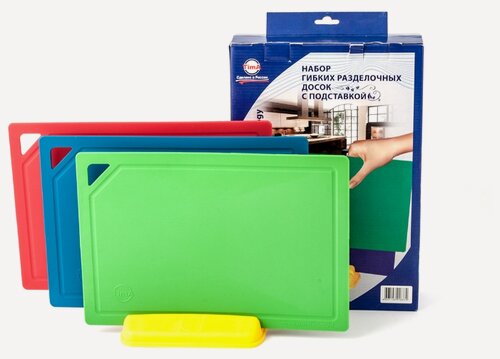 Изображение товара Набор разделочных досок TimA (из 3-х прямоугольных разделочных досок 310х210мм из полиуретана) + подставка