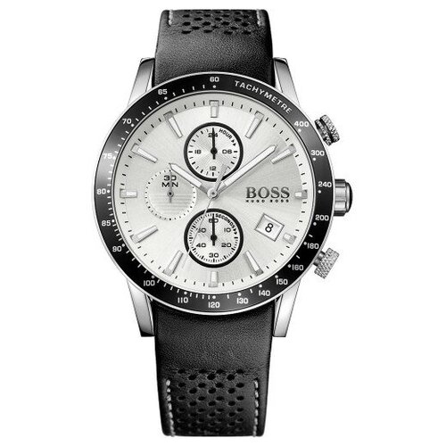 Наручные часы BOSS, черный, серебряный мужские спортивные водонепроницаемые кварцевые часы с хронографом на кожаном ремешке