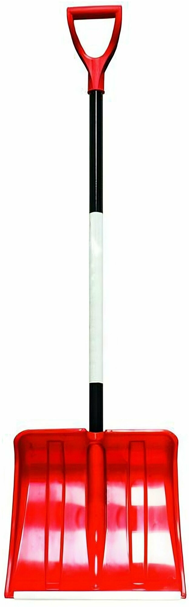 Лопата снегоуборочная, 380 x 370 мм: произведена из полипропилена; съемный алюминиевый черенок, V-образная ручка; отличается прочностью и износостойкостью