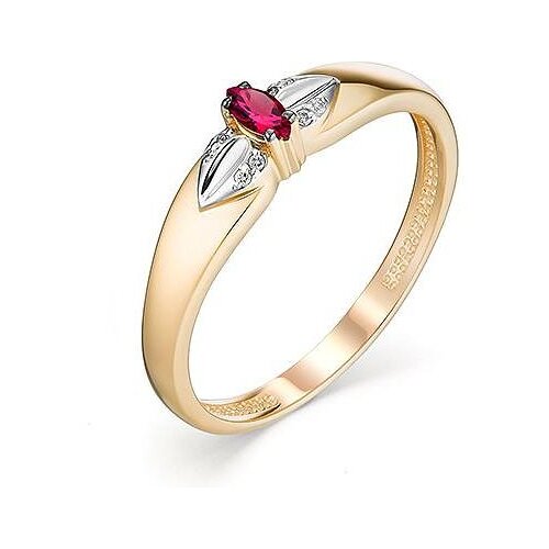 фото Алькор кольцо с рубином и бриллиантами из красного золота 13099-103, размер 18.5