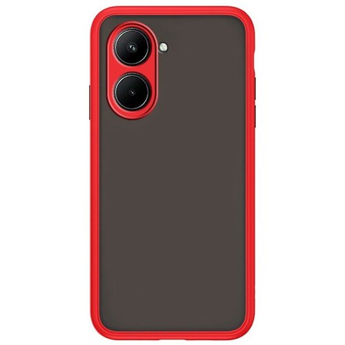 Накладка пластиковая матовая для Realme C33 с силиконовой окантовкой красная накладка пластиковая матовая для realme 9i oppo a96 с силиконовой окантовкой чёрная
