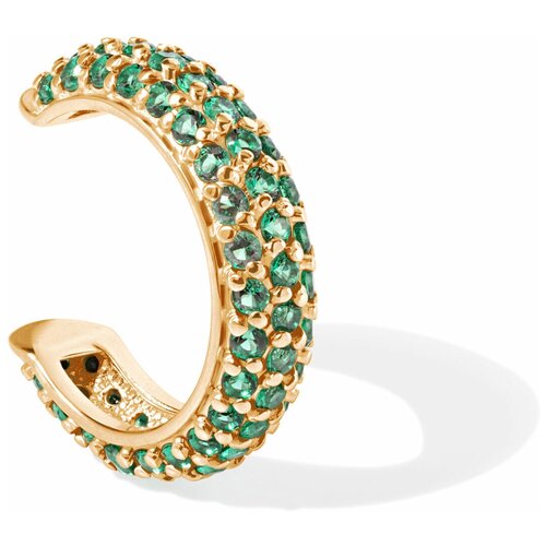 Серьги каффы TwoMe, серебро, 925 проба, золочение, фианит