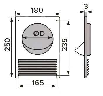 Площадка торцевая 180х250 фланец D125