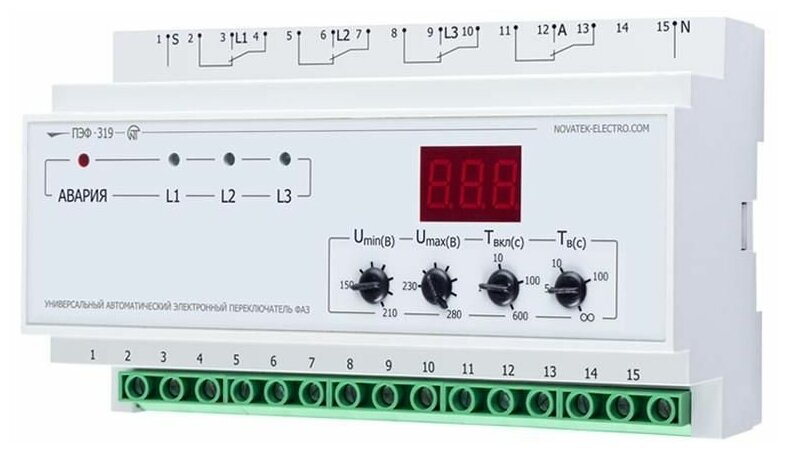 Переключатель фаз электронный ПЭФ-319 НовАтек-Электро 3425601401