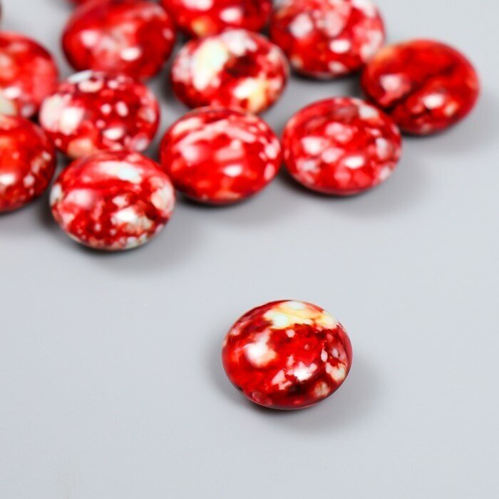 Набор бусин Арт Узор пластик "Мраморные, Красный" 1,7х1,7х1 см, 15 шт (9285330)